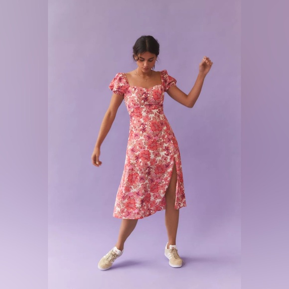 HELLO MOLLY Samba Tonight Midi Dress Pink Floral Size Small 4 US - Picture 10 of 11